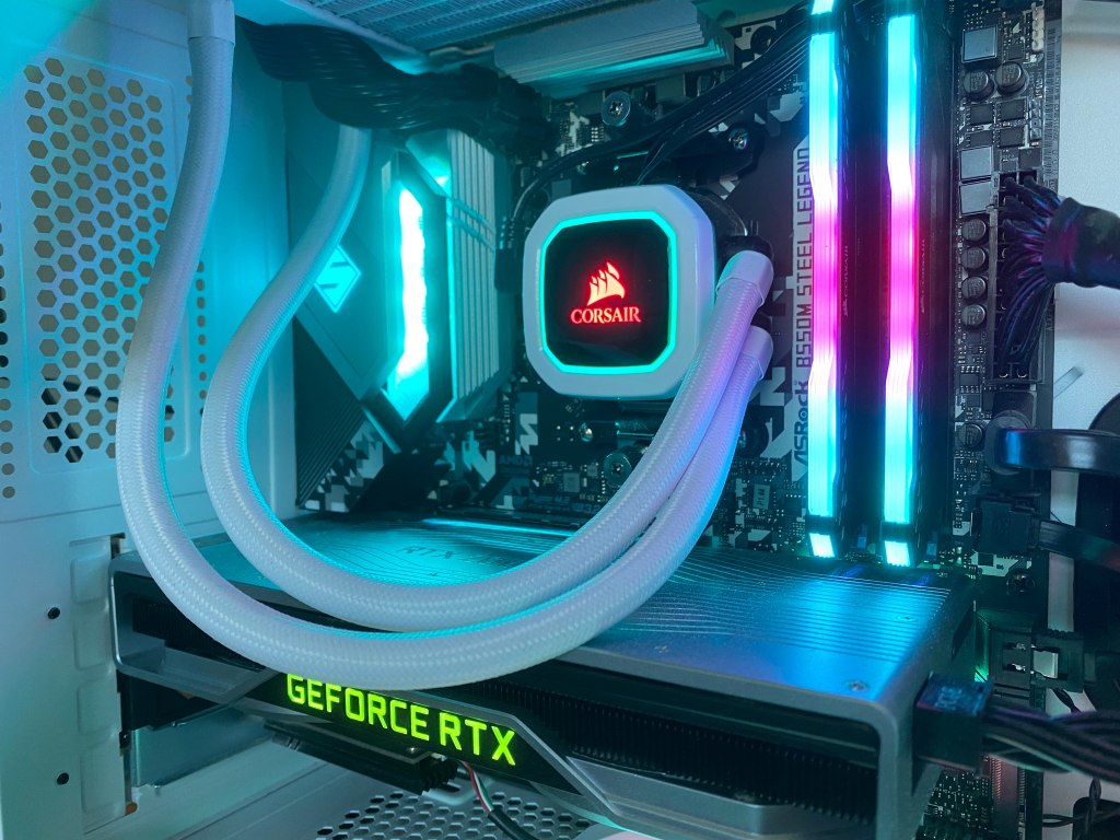 Inside of gaming PC with an RTX graphics card