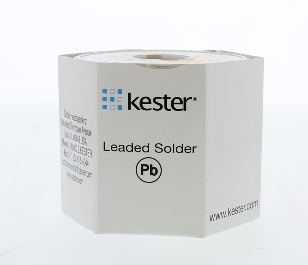 Leaded solder from Kester sitting in the box.
