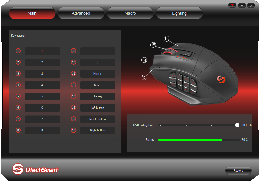 UtechSmart Venus Pro mouse software
